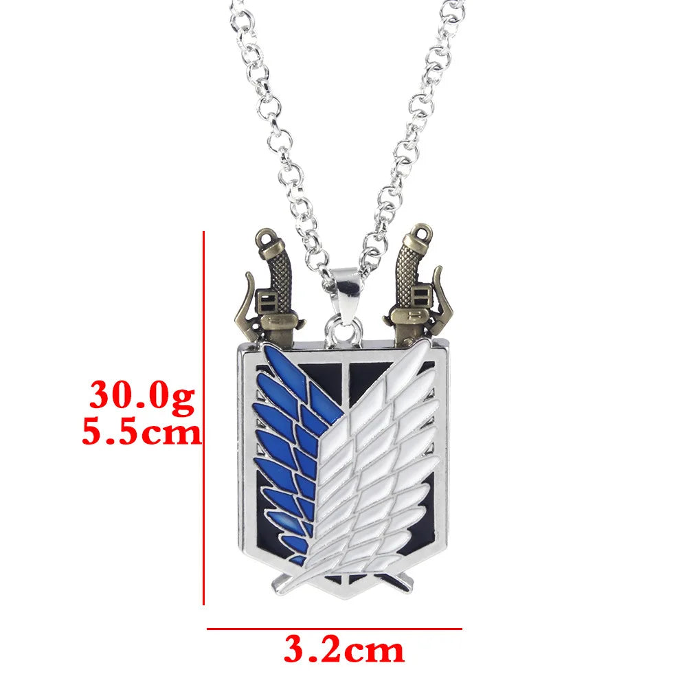 BAECYT Fashion Zinc Alloy Necklace Attack On Titan Detachable Necklaces Liberty Wings Badge Necklace For Women Men Anime Fans