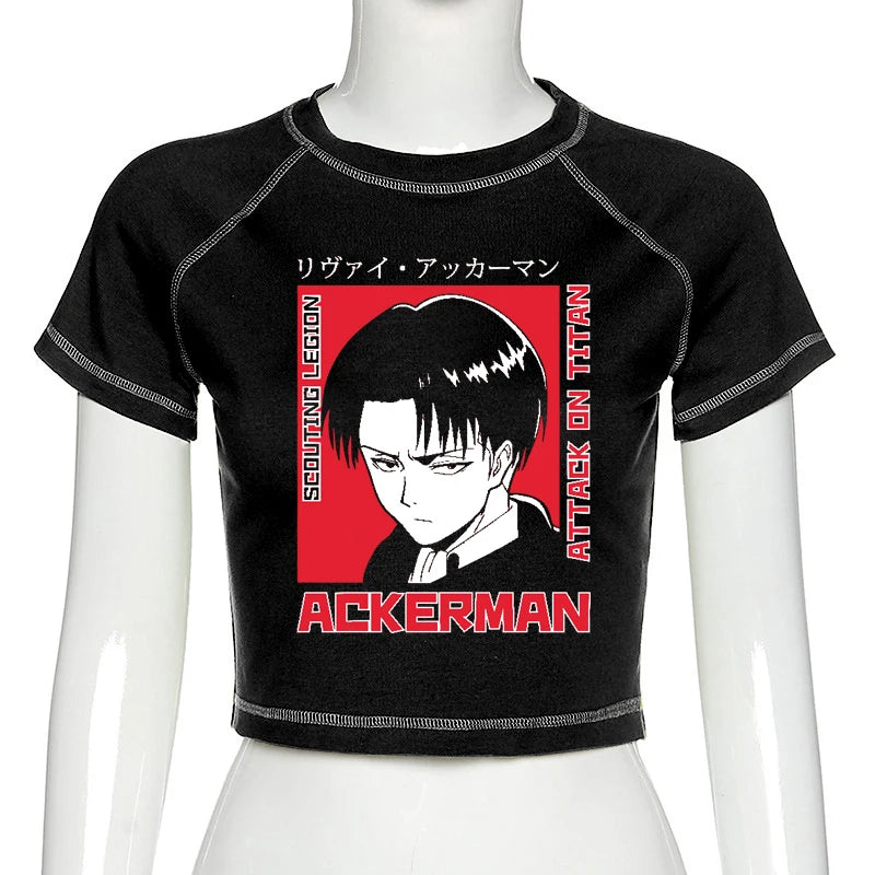 Attack on Titan Shingeki No Kyojin tshirt women vintage tumblr ulzzang kawaii print crop top tees t shirt aesthetic tumblr y2k