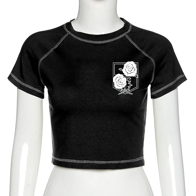 Attack on Titan Shingeki No Kyojin tshirt women vintage tumblr ulzzang kawaii print crop top tees t shirt aesthetic tumblr y2k