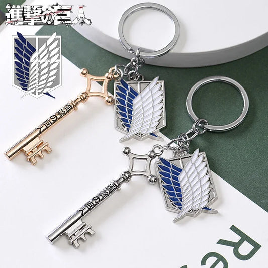 Attack on Titan Metal Keychains for Man Women Anime Peripheral Backpack Pendant Key Chains Jewelry Bags Key Ring Accessories
