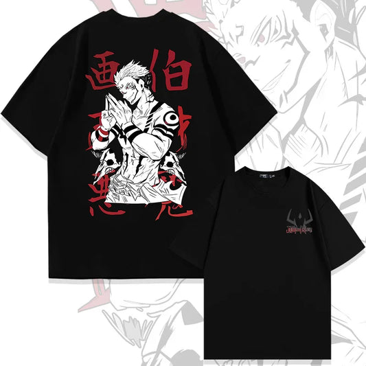 Jujutsu Kaisen anime Itadori Yuji handsome print summer men's 100% cotton T-shirt casual breathable trend street men's clothing