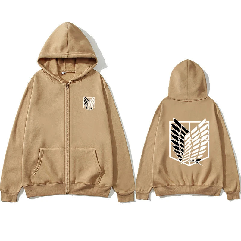 Women's Long Sleeves Japan Anime Attack on Titan Women Zipper Hoodies Autumn Pullover Sweats Zipper Hoodie Fashion Sweatshirts