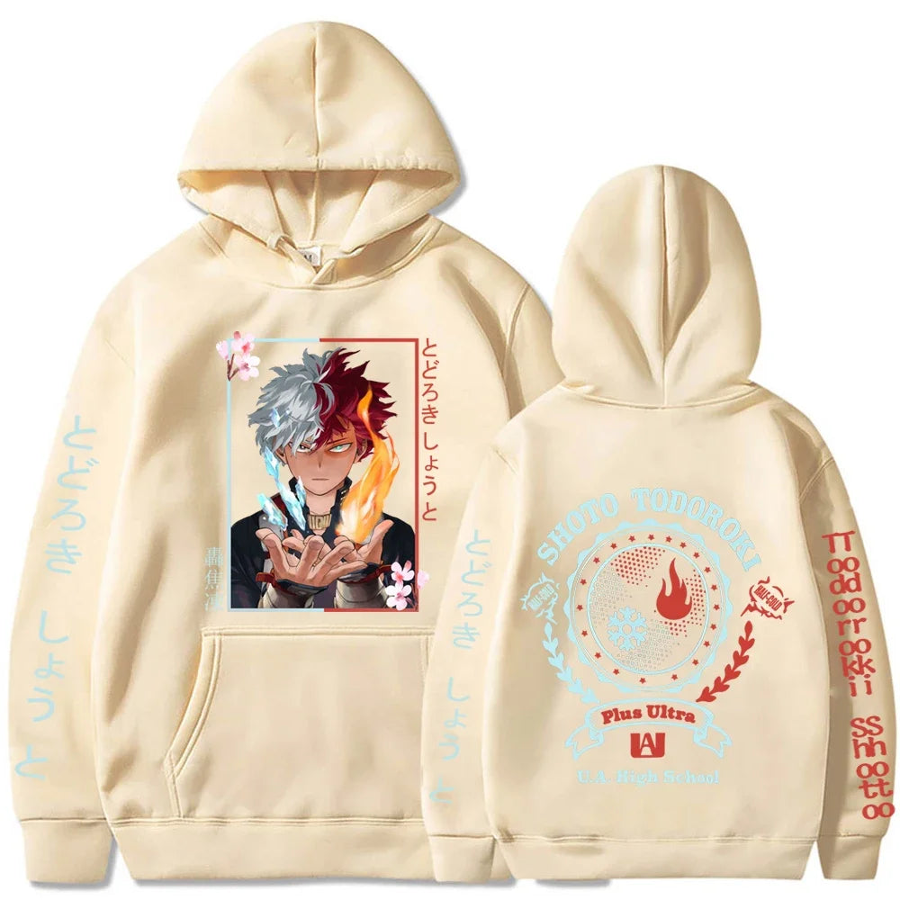 Anime My Hero Academia Todoroki Shoto Cool Hoodies Sweatshirts Women UA High School Harajuku Aesthetic Y2k Winter Warm Hoodies