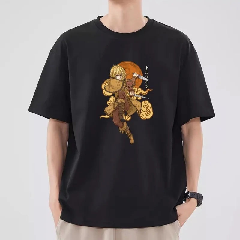 Bilibili Vinland Saga T Shirt Women Couple Combination Clothes Short Sleeve Collar Fashion T-shirt Man Cotton