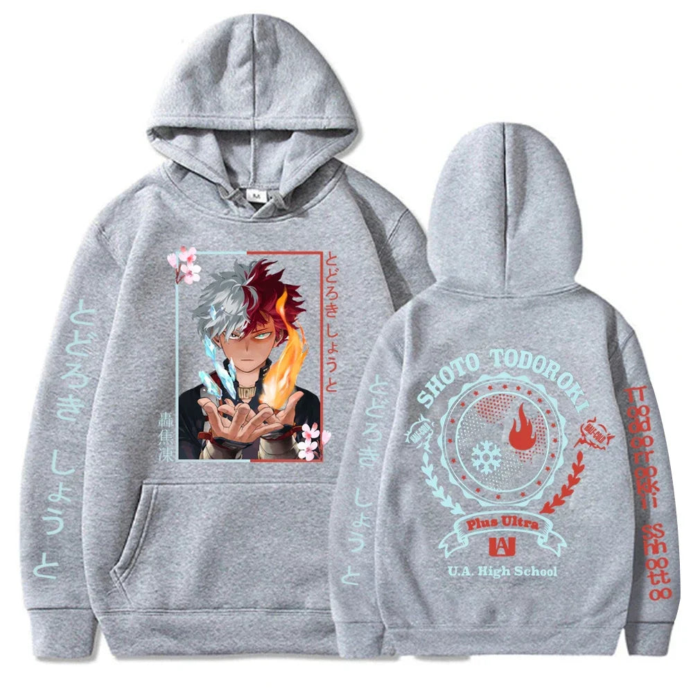 Anime My Hero Academia Todoroki Shoto Cool Hoodies Sweatshirts Women UA High School Harajuku Aesthetic Y2k Winter Warm Hoodies
