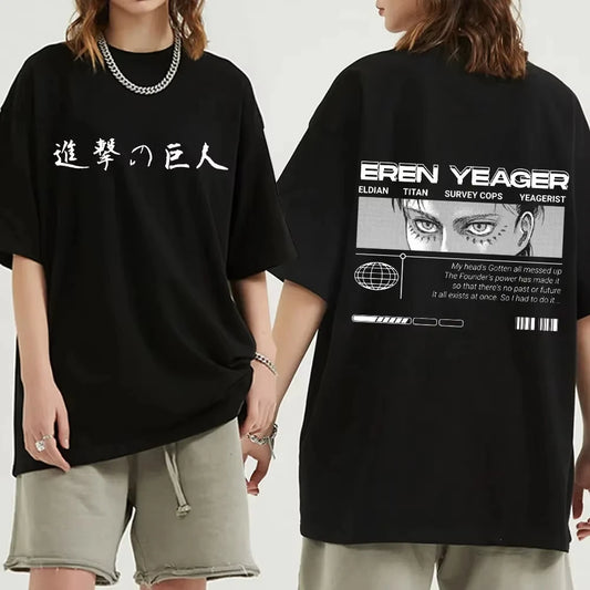 Japan Anime Attack on Titan T Shirt Men Shingeki No Kyojin Eren Yeager T-shirt Manga Short Sleeves Harajuku Women Tee Streetwear