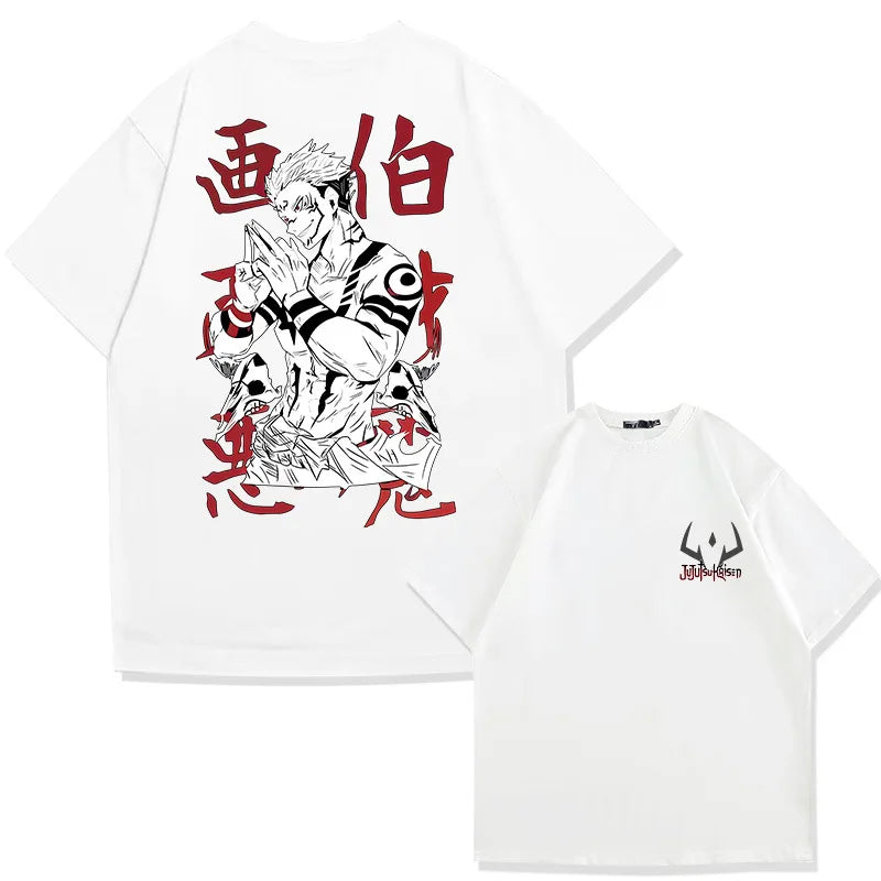 Jujutsu Kaisen anime Itadori Yuji handsome print summer men's 100% cotton T-shirt casual breathable trend street men's clothing