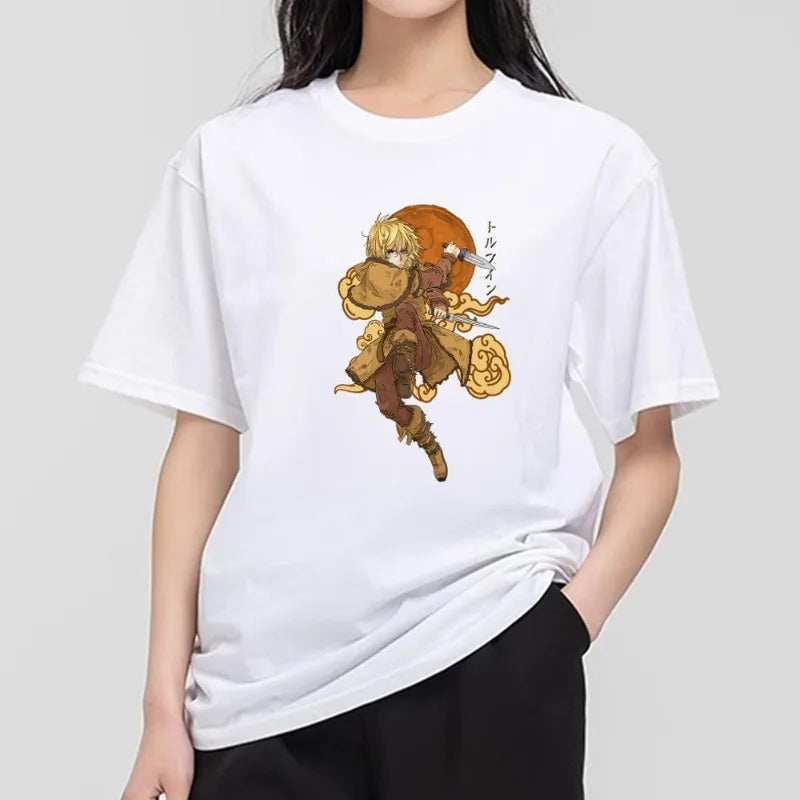 Bilibili Vinland Saga T Shirt Women Couple Combination Clothes Short Sleeve Collar Fashion T-shirt Man Cotton