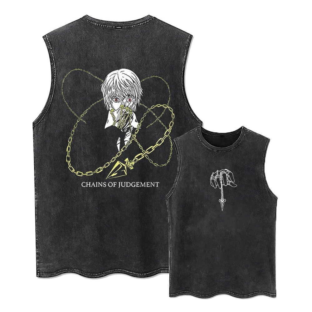 Summer Loose Tops Tees Vest Anime Print T-Shirt Men Streetwear Vintage Black T Shirt Harajuku Oversized T Shirt