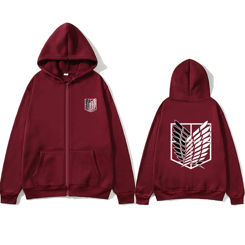 Women's Long Sleeves Japan Anime Attack on Titan Women Zipper Hoodies Autumn Pullover Sweats Zipper Hoodie Fashion Sweatshirts