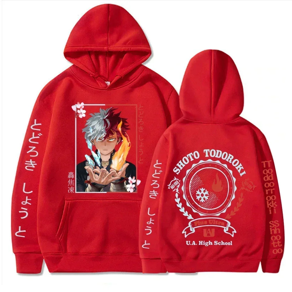 Anime My Hero Academia Todoroki Shoto Cool Hoodies Sweatshirts Women UA High School Harajuku Aesthetic Y2k Winter Warm Hoodies
