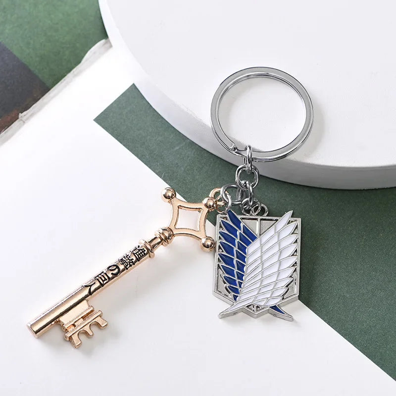 Attack on Titan Metal Keychains for Man Women Anime Peripheral Backpack Pendant Key Chains Jewelry Bags Key Ring Accessories