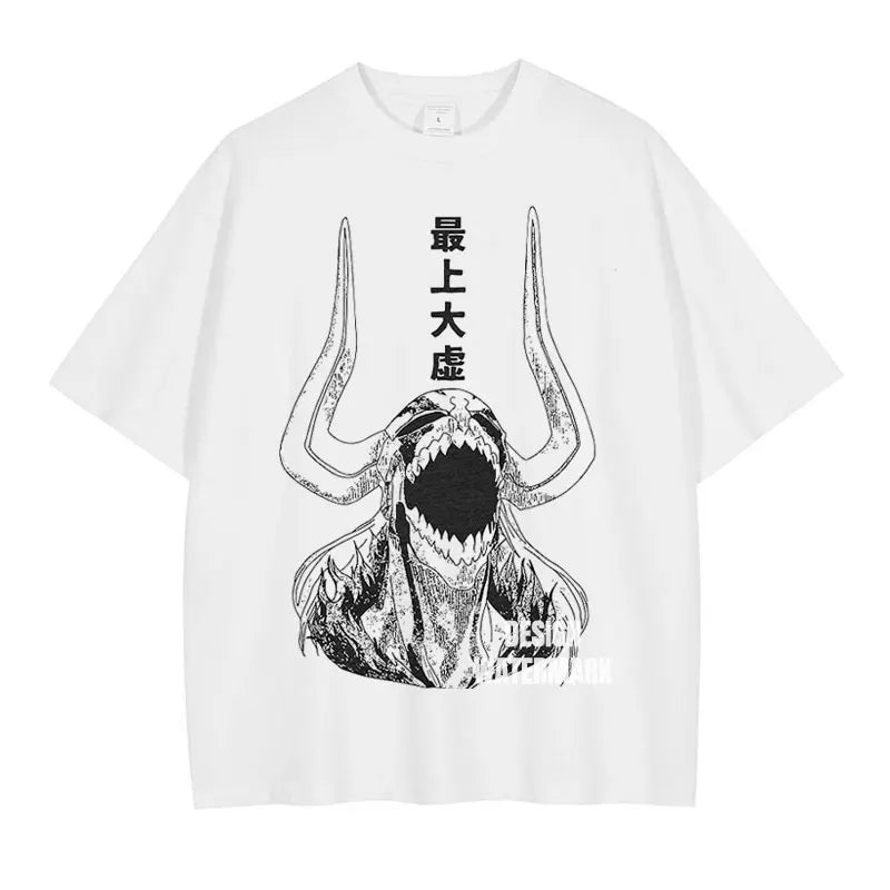 Anime Bleach T-Shirt Oversized Vintage Washed Zaraki Kenpachi T-Shirts Retro Harajuku Ichigo Rukia Tops Tees Man 100% Cotton