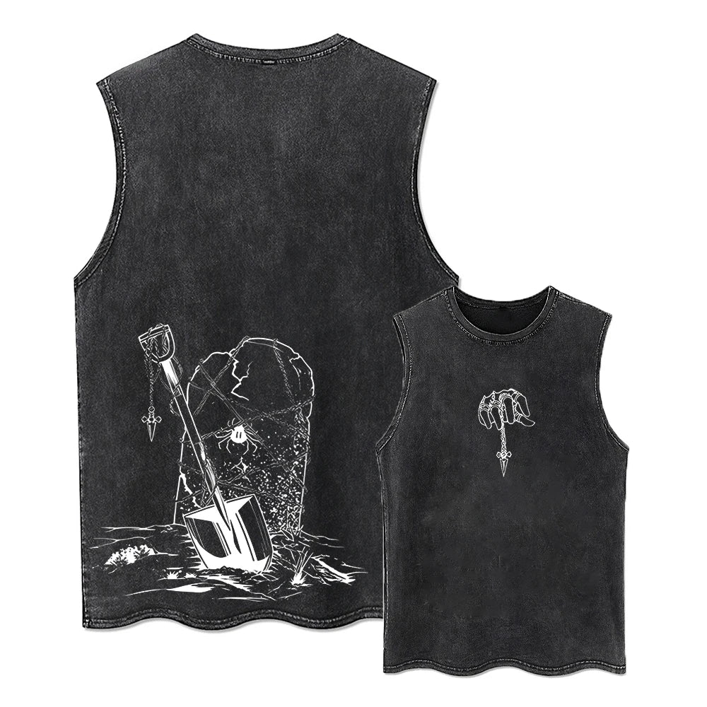 Summer Loose Tops Tees Vest Anime Print T-Shirt Men Streetwear Vintage Black T Shirt Harajuku Oversized T Shirt