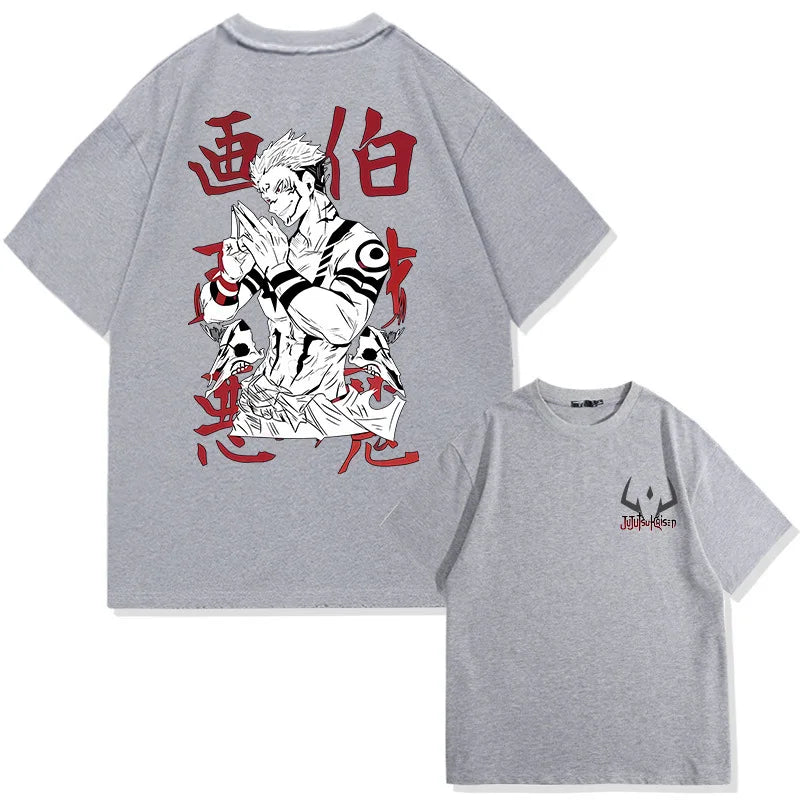 Jujutsu Kaisen anime Itadori Yuji handsome print summer men's 100% cotton T-shirt casual breathable trend street men's clothing