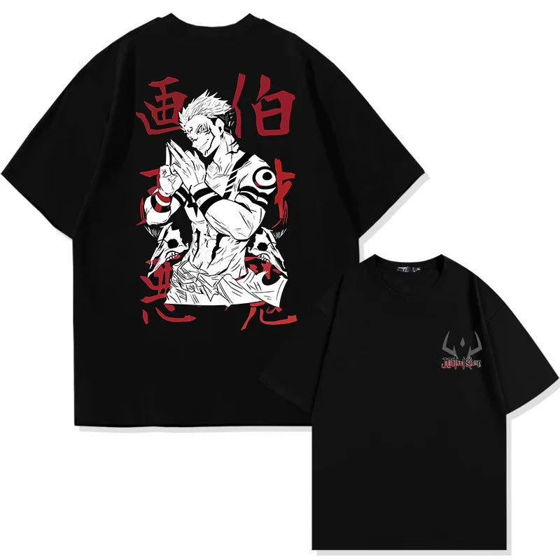 Jujutsu Kaisen anime Itadori Yuji handsome print summer men's 100% cotton T-shirt casual breathable trend street men's clothing