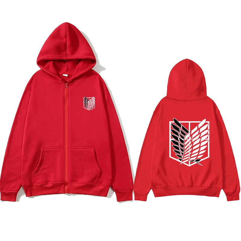 Women's Long Sleeves Japan Anime Attack on Titan Women Zipper Hoodies Autumn Pullover Sweats Zipper Hoodie Fashion Sweatshirts