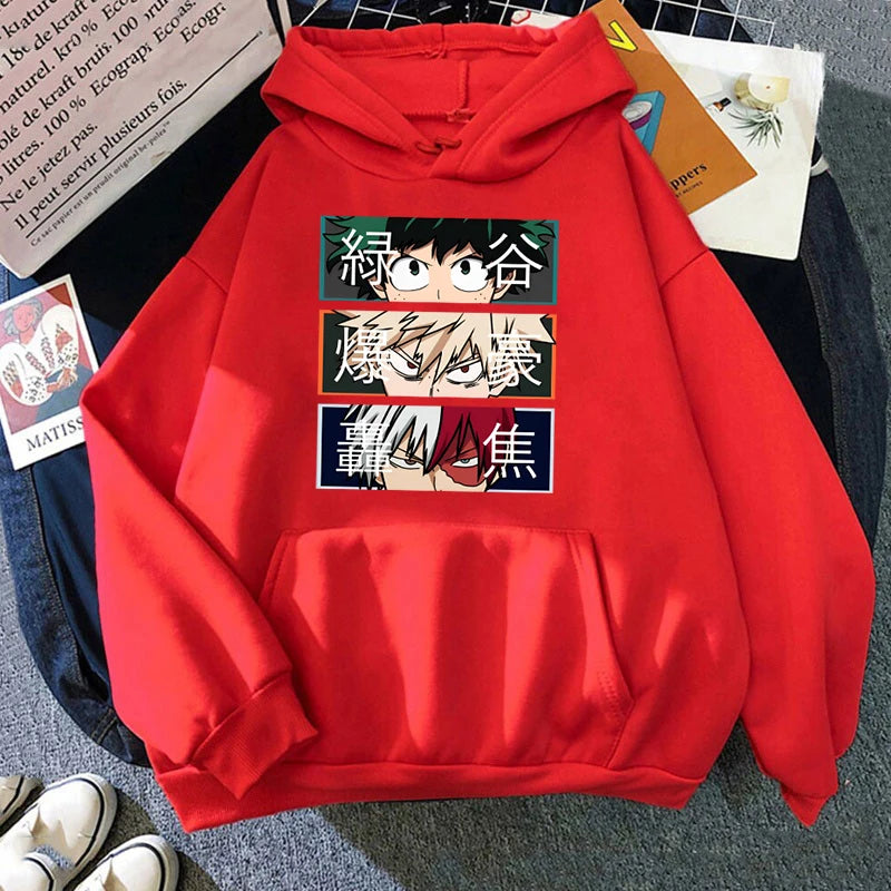 My Hero Academia Autumn Winter Fashion Long-Sleeved Sweater Anime Deku Bakugou Katsuki Todoroki Shoto Outdoor Sports Hoodie