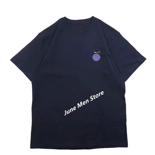 (Uniqlo)Japanese Anime One Piece Devil Nut Printed Pattern Summer Women Men Short Sleeve Pure Cotton Couple Tshirt Men Clothing