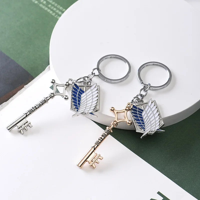 Attack on Titan Metal Keychains for Man Women Anime Peripheral Backpack Pendant Key Chains Jewelry Bags Key Ring Accessories