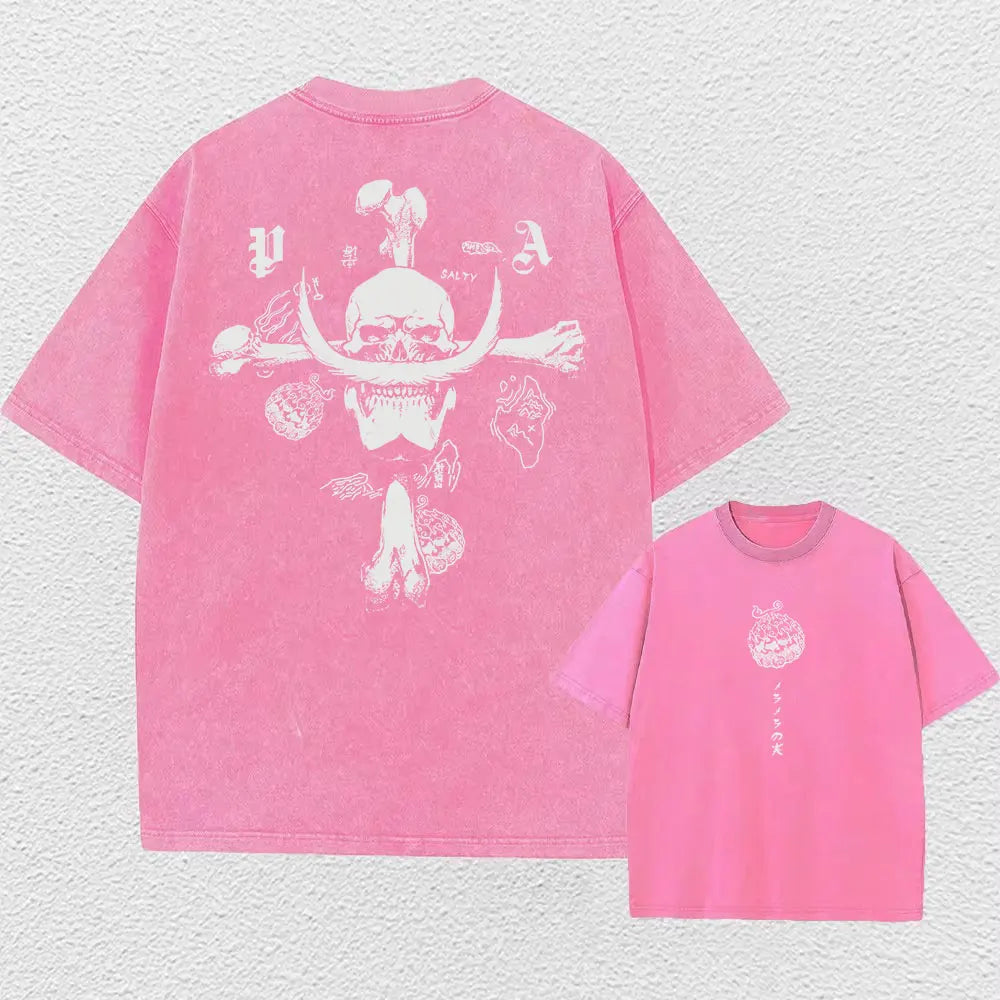 Summer Washed Tshirts Hip Hop Retro Punk Gothic Anime Cotton Vintage T-Shirts Harajuku Casual Women Men Short Sleeve Top Tee