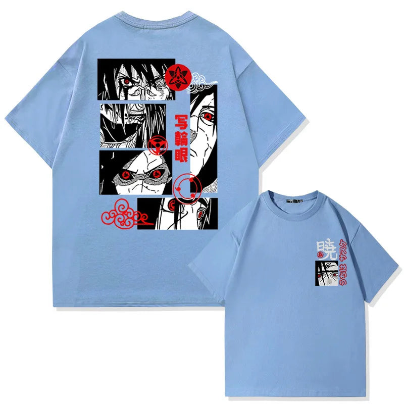 Japanese Naruto Anime 100% Cotton Round Neck T-shirt Short Sleeve Fashion Teenager Short Sleeve Summer Men's Street Casual Tops