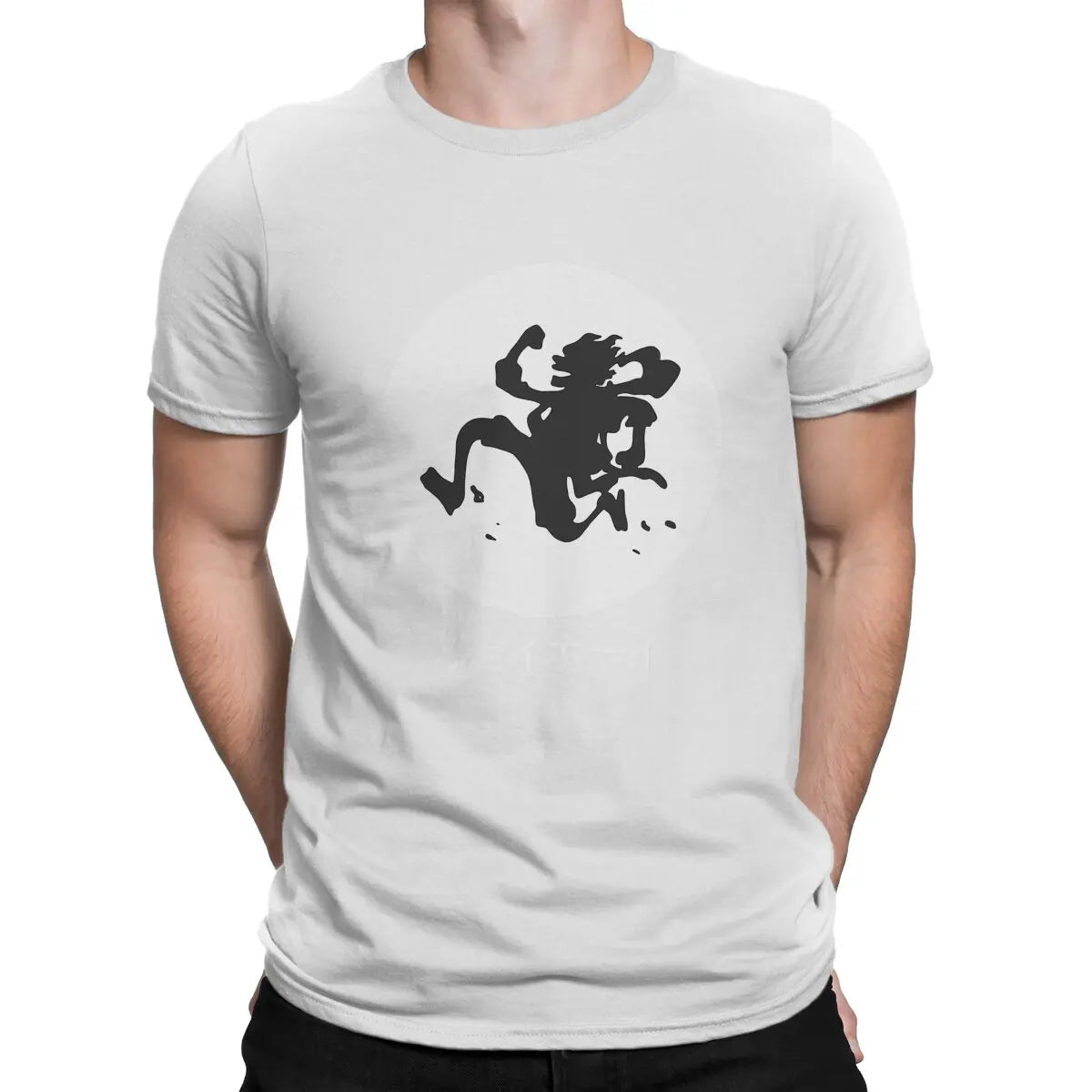 Men T-Shirt Moon Vintage Tees Short Sleeve ONE PIECE Luffy Gear 5 Nika T Shirts Round Collar Tops Adult