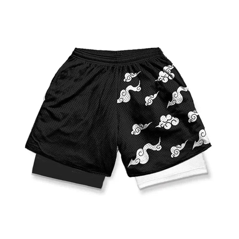 New ONE PIECE Luffy Zoro Running Shorts Anime Men 2 in 1 GYM Sport Shorts Breathable 5 Gear Nika Doflamingo Workout Beach Shorts