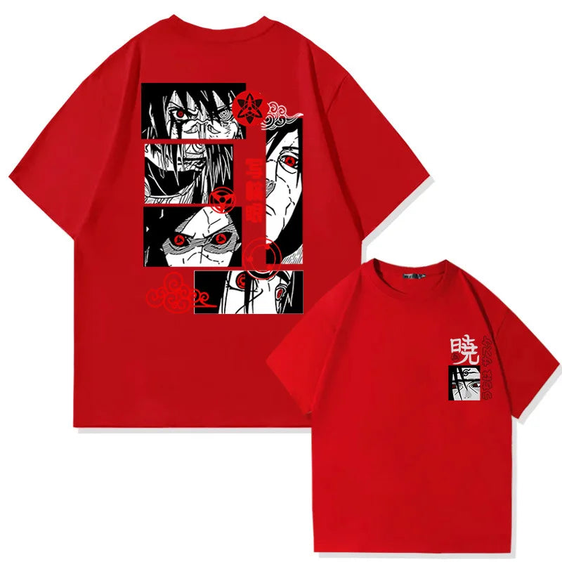 Japanese Naruto Anime 100% Cotton Round Neck T-shirt Short Sleeve Fashion Teenager Short Sleeve Summer Men's Street Casual Tops