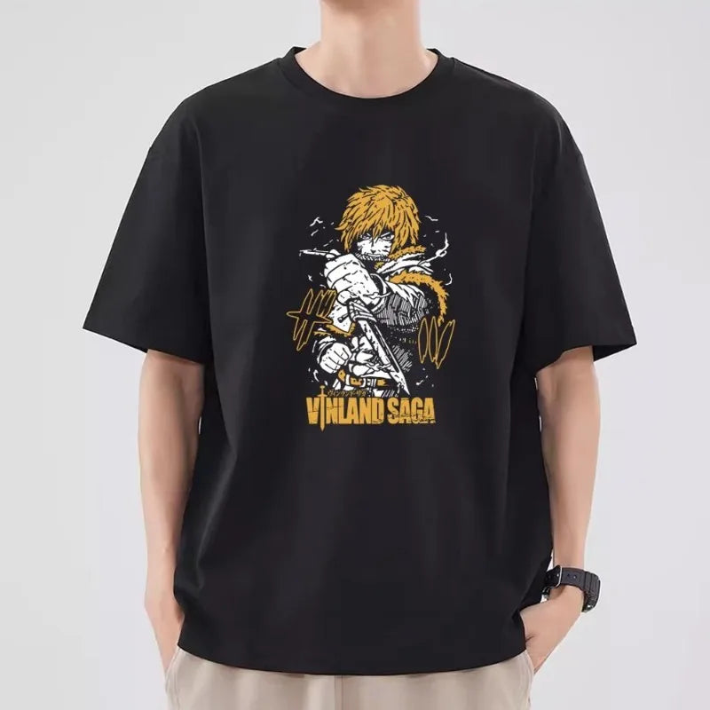 Bilibili Vinland Saga T Shirt Women Couple Combination Clothes Short Sleeve Collar Fashion T-shirt Man Cotton