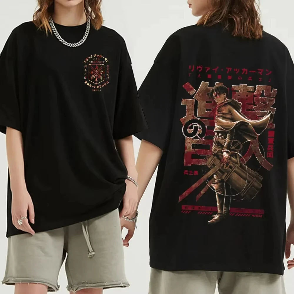Japan Anime Attack on Titan T Shirt Men Shingeki No Kyojin Eren Yeager T-shirt Manga Short Sleeves Harajuku Women Tee Streetwear