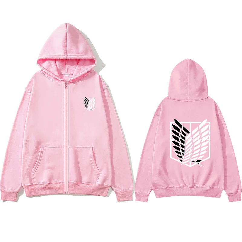 Women's Long Sleeves Japan Anime Attack on Titan Women Zipper Hoodies Autumn Pullover Sweats Zipper Hoodie Fashion Sweatshirts
