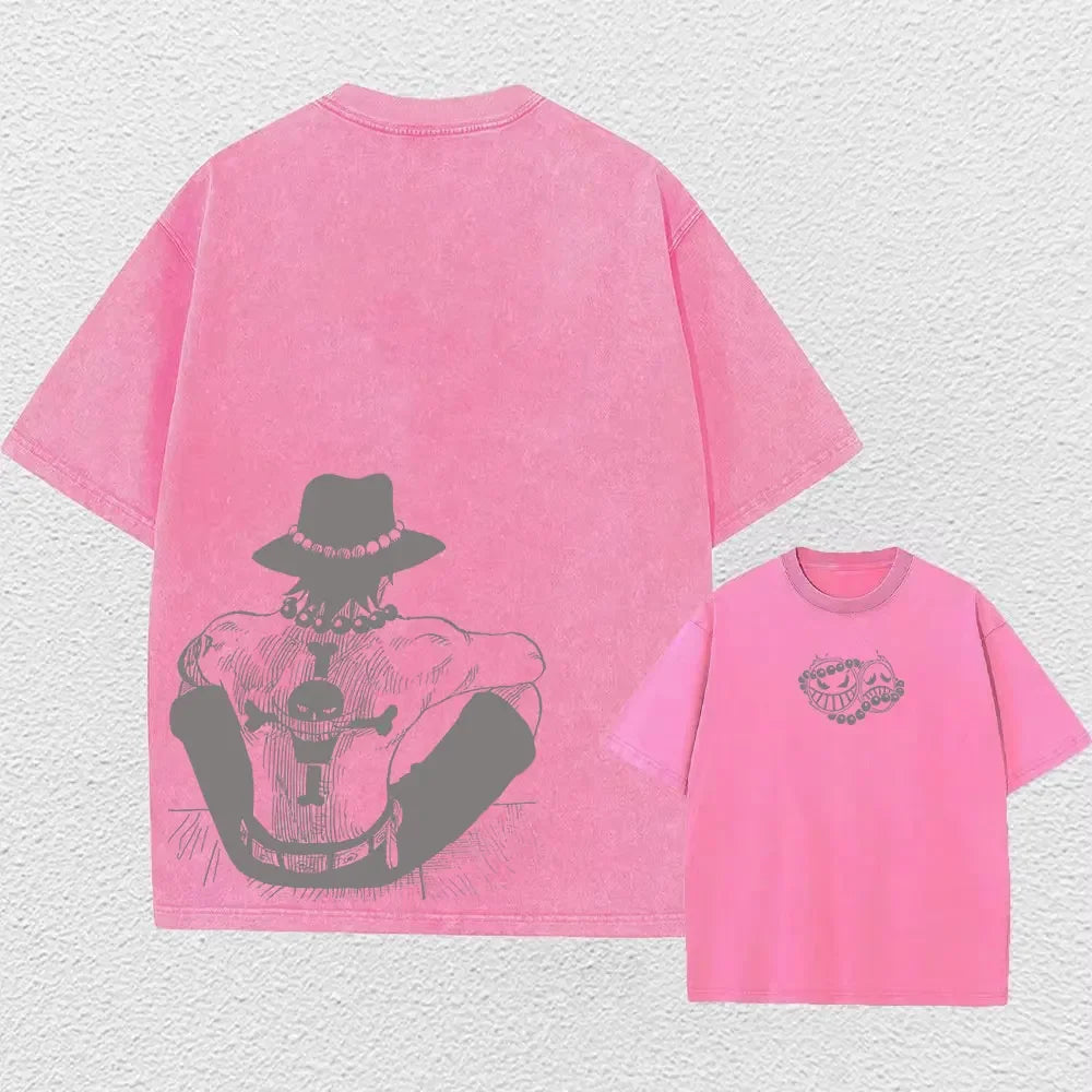 Summer Washed Tshirts Hip Hop Retro Punk Gothic Anime Cotton Vintage T-Shirts Harajuku Casual Women Men Short Sleeve Top Tee