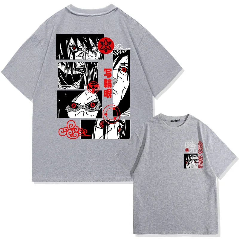 Japanese Naruto Anime 100% Cotton Round Neck T-shirt Short Sleeve Fashion Teenager Short Sleeve Summer Men's Street Casual Tops