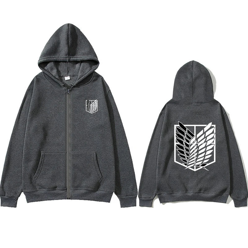 Women's Long Sleeves Japan Anime Attack on Titan Women Zipper Hoodies Autumn Pullover Sweats Zipper Hoodie Fashion Sweatshirts