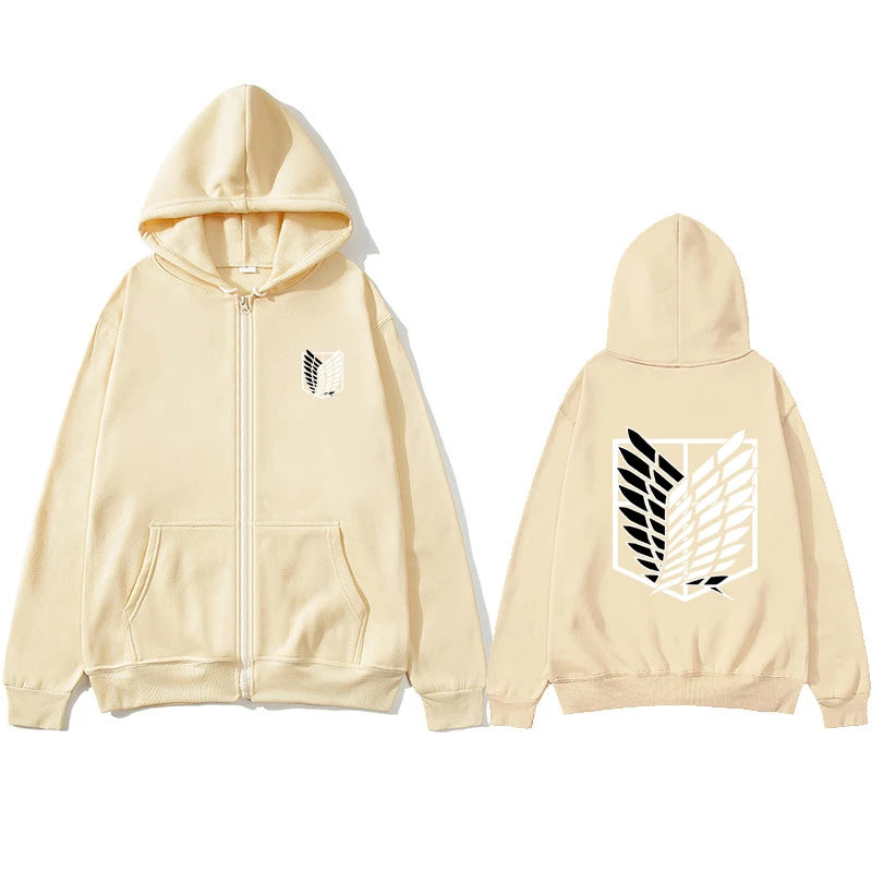 Women's Long Sleeves Japan Anime Attack on Titan Women Zipper Hoodies Autumn Pullover Sweats Zipper Hoodie Fashion Sweatshirts