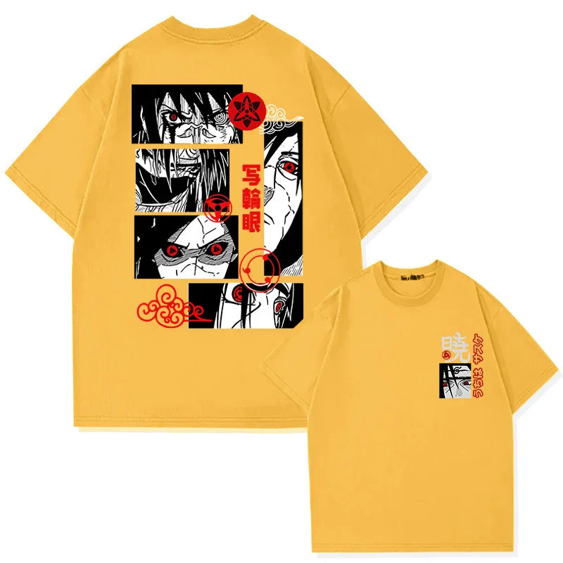 Japanese Naruto Anime 100% Cotton Round Neck T-shirt Short Sleeve Fashion Teenager Short Sleeve Summer Men's Street Casual Tops