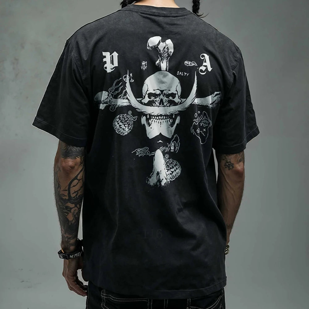 2025 Anime One Piece Luffy Washed T Shirt Men Printed Cotton T-Shirt Short Sleeve Tees Oversized Tops Fashion Streetwear Unisex